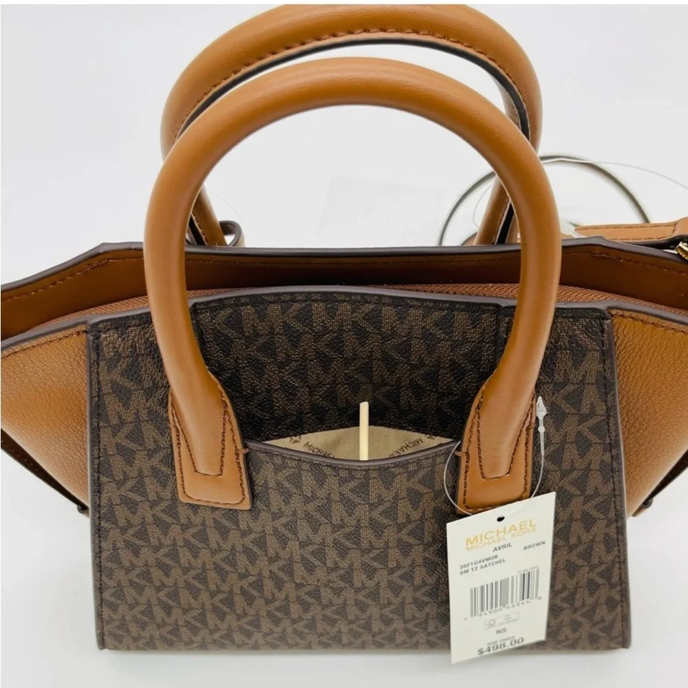 Michael Kors Avril Small Satchel Crossbody Brown